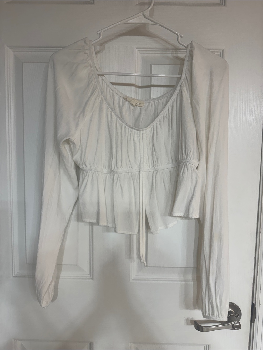 La Hearts White Long-Sleeve Peasant Top